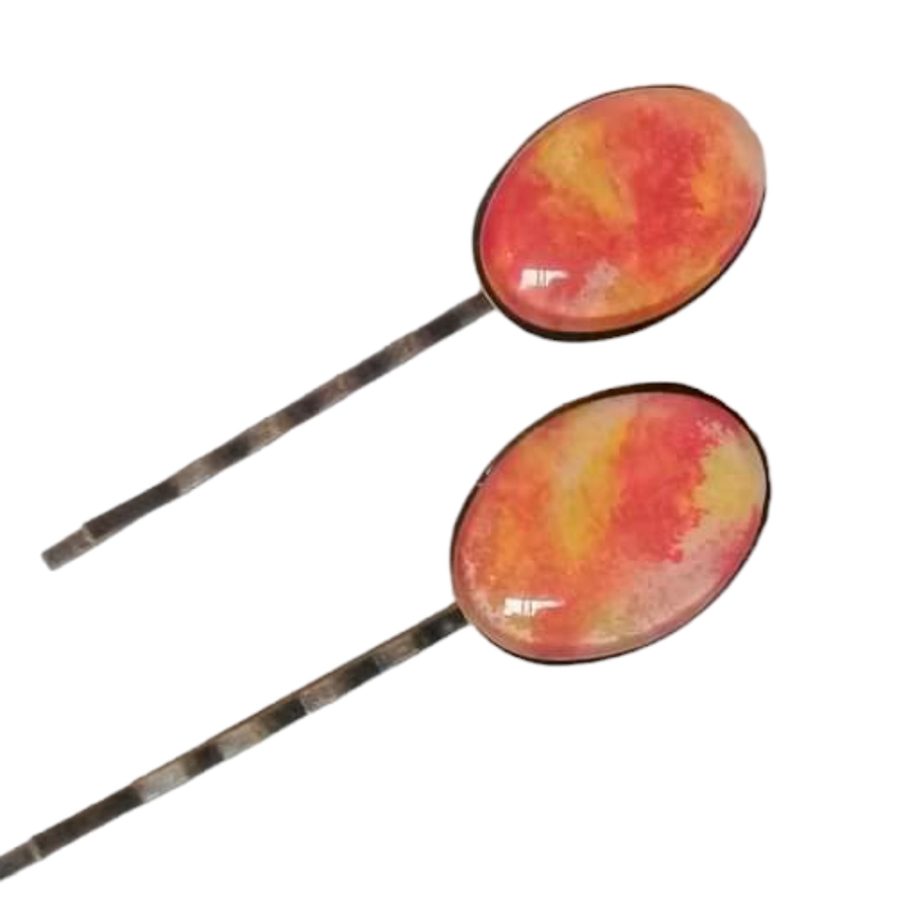 New Hand painted Blush hair pin set